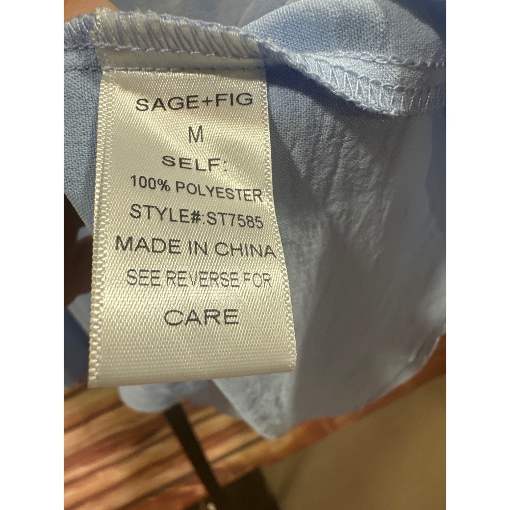 Sage + Fig Light Blue V-Neck Babydoll Peplum Top ST7585 Medium NWT - Picture 6 of 7